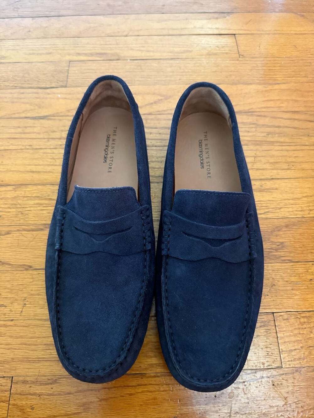 The Men's Store Bloomingdale's Navy Suede Penny Loafer Driving Shoes